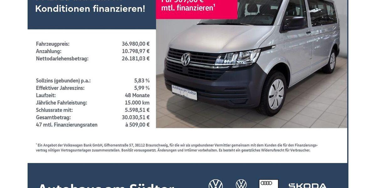 VW T6 Transporter 62.500 km 36.980 &euro; Rietberg 33397